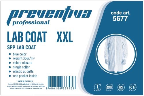 PREVENTIVA zaštitni mantil jednokratni, plavi 1/1 XXL
